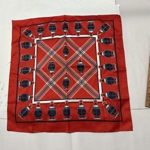 Vintage Scarf RAILROAD LANTERN DESIGN Made in Italy 20" Square Red
